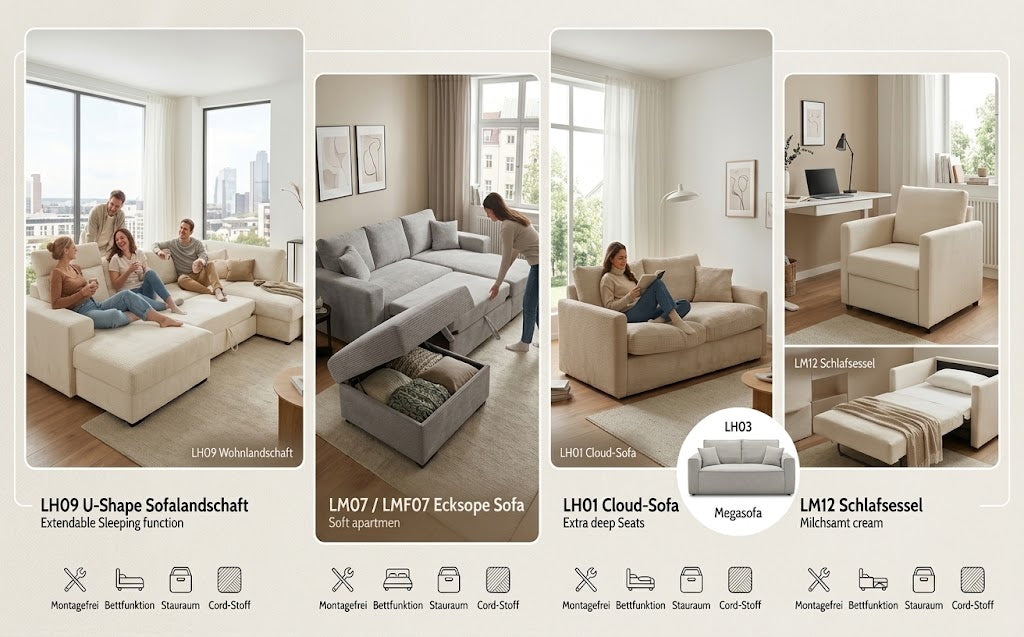 Sofakauf Guide: Welches Couch-Modell passt wirklich zu Ihrem Lebensstil? (L-Form, U-Form & Schlafsofas im Vergleich)