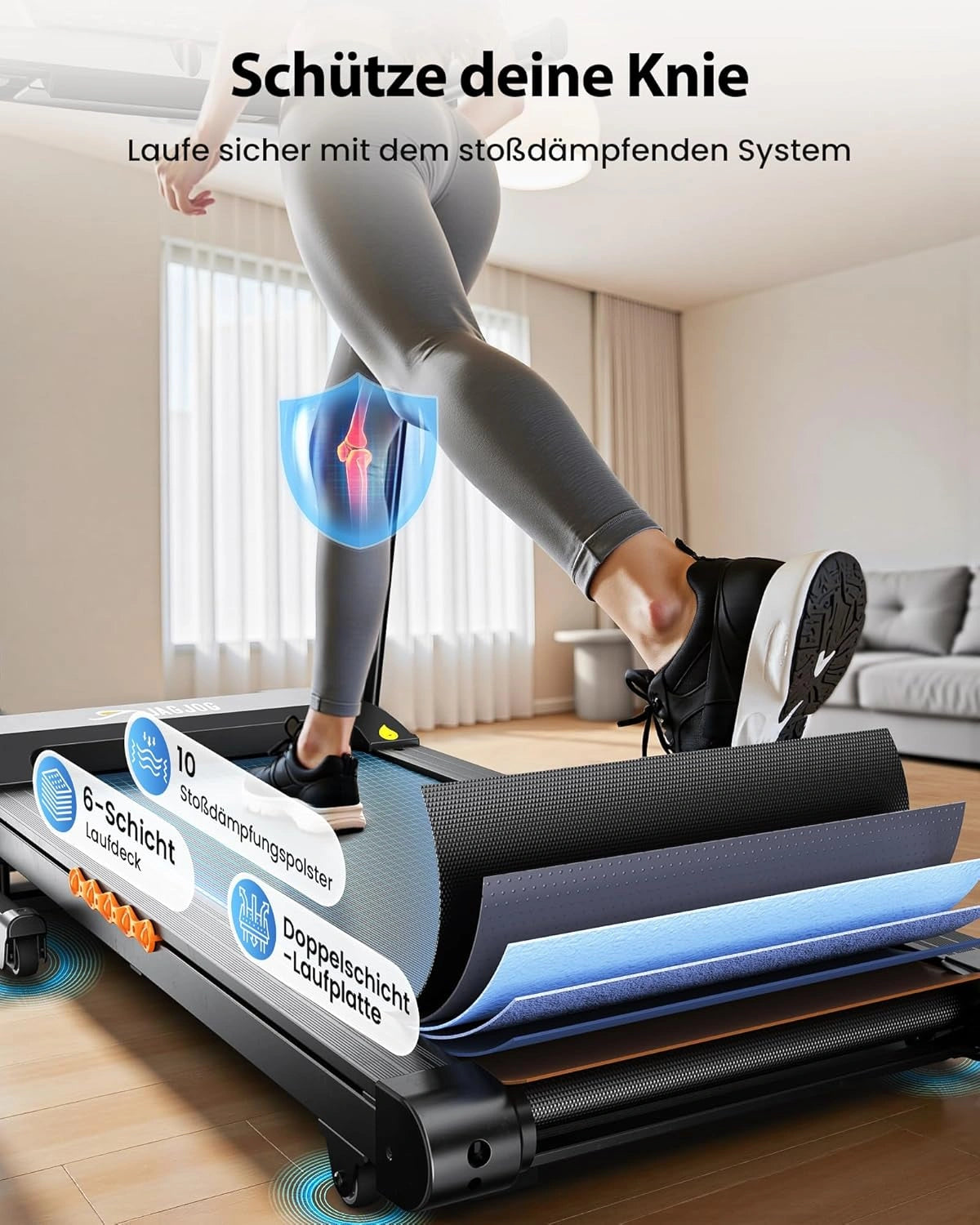 JT61 Laufband für Zuhause Klappbar 3 PS 14km/h automatische Steigung elektrisches Fitnessgerät
