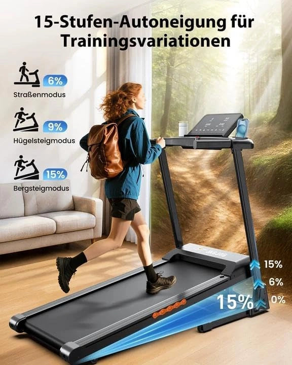 JT61 Laufband für Zuhause Klappbar 3 PS 14km/h automatische Steigung elektrisches Fitnessgerät