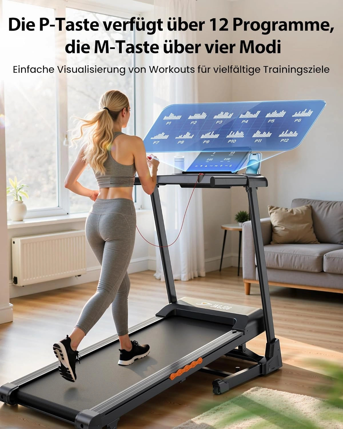 JT61 Laufband für Zuhause Klappbar 3 PS 14km/h automatische Steigung elektrisches Fitnessgerät