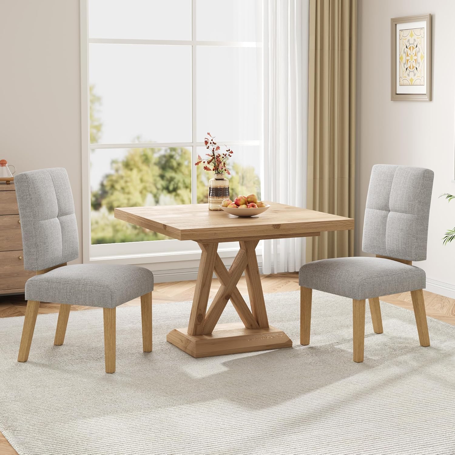 KMJY01 Esszimmerstühle 2er Set, Ergonomische Leinen Polsterstühle und verstärkter Struktur, Küchenstühle