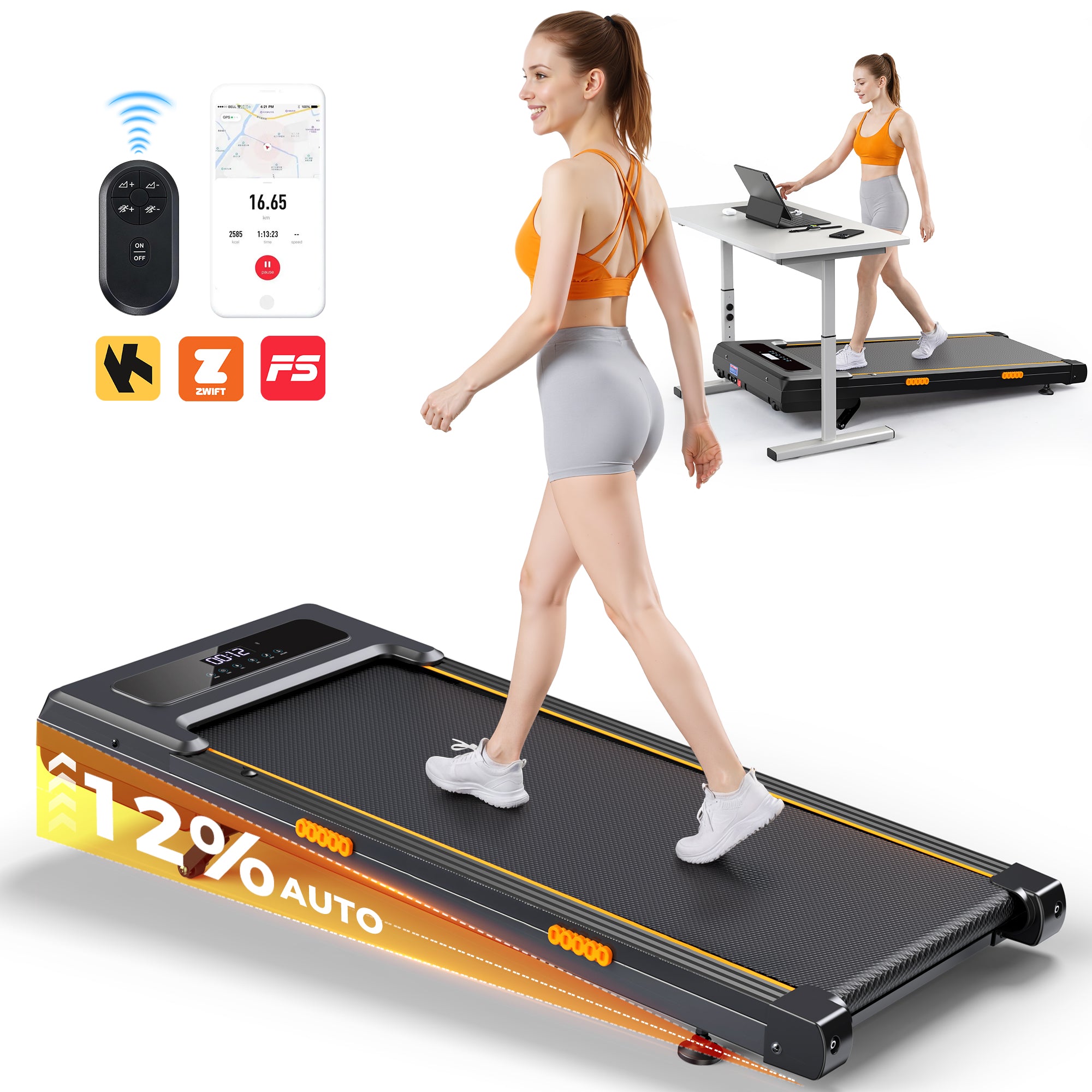 JT32 Walking Pad mit Steigung 2 in 1 klappbar 2.5 PS Laufband Büro Gehmatte