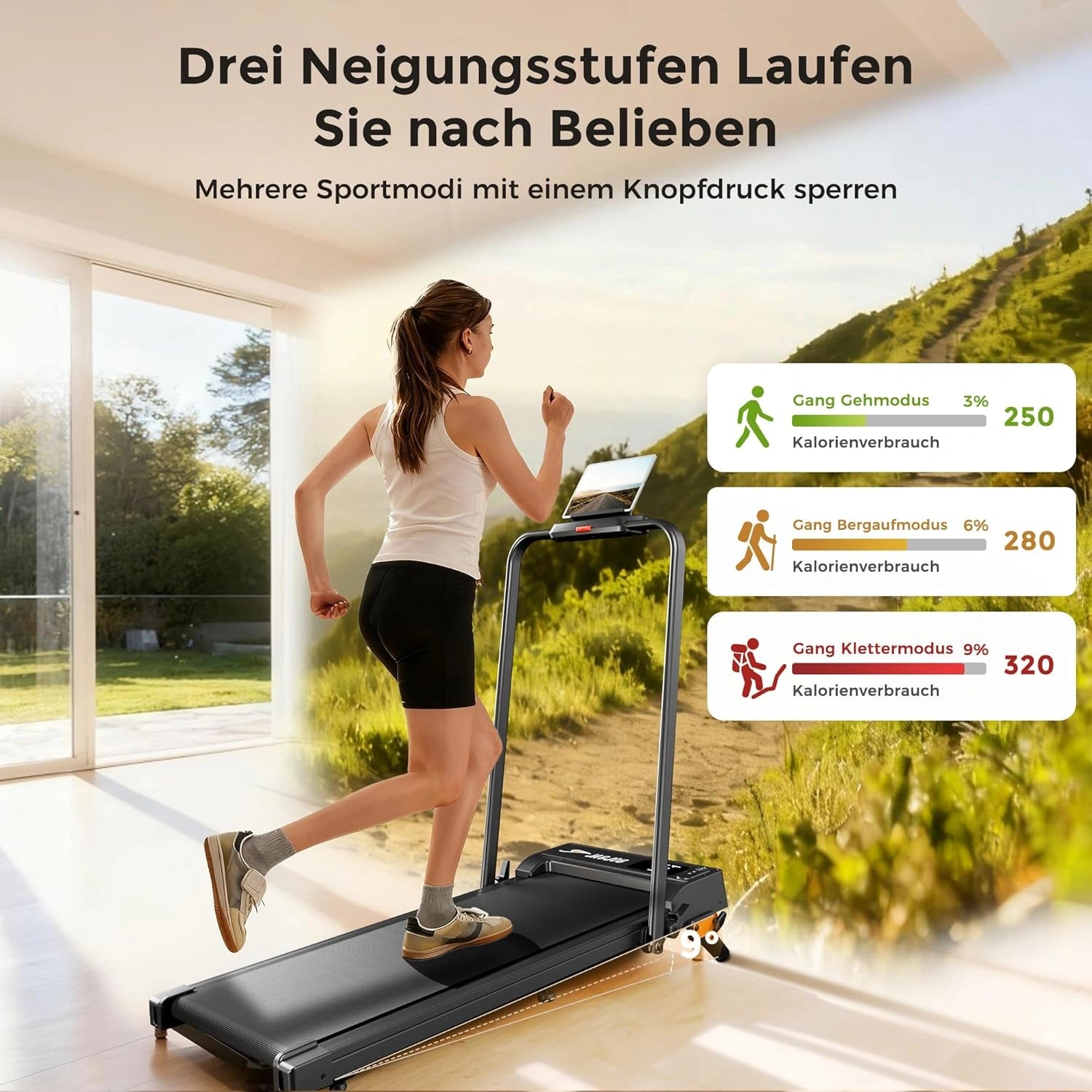 JT52 Walking Pad mit Steigung, Klappbares Laufband für Zuhause