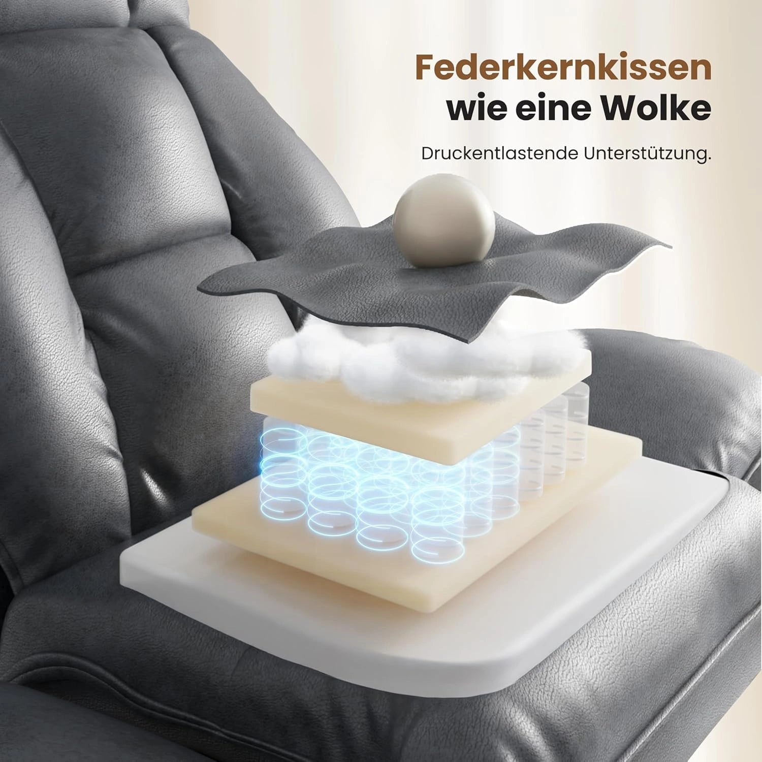 LPTYZ01 Galaxieschwarz Bürostuhl Ergonomisch, 82cm Schneidersitz Chefsessel Stoff mit Fussstütze