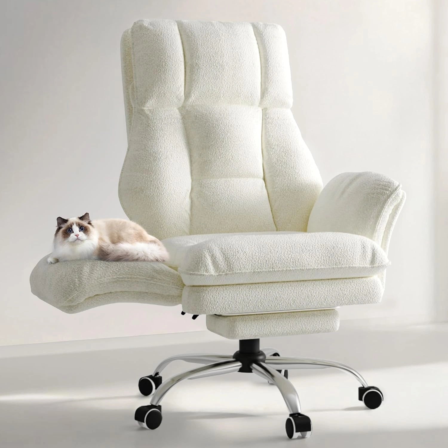 LPTYZ01 Bürostuhl Ergonomisch 82cm Schneidersitz Chefsessel Stoff mit Fußstütze