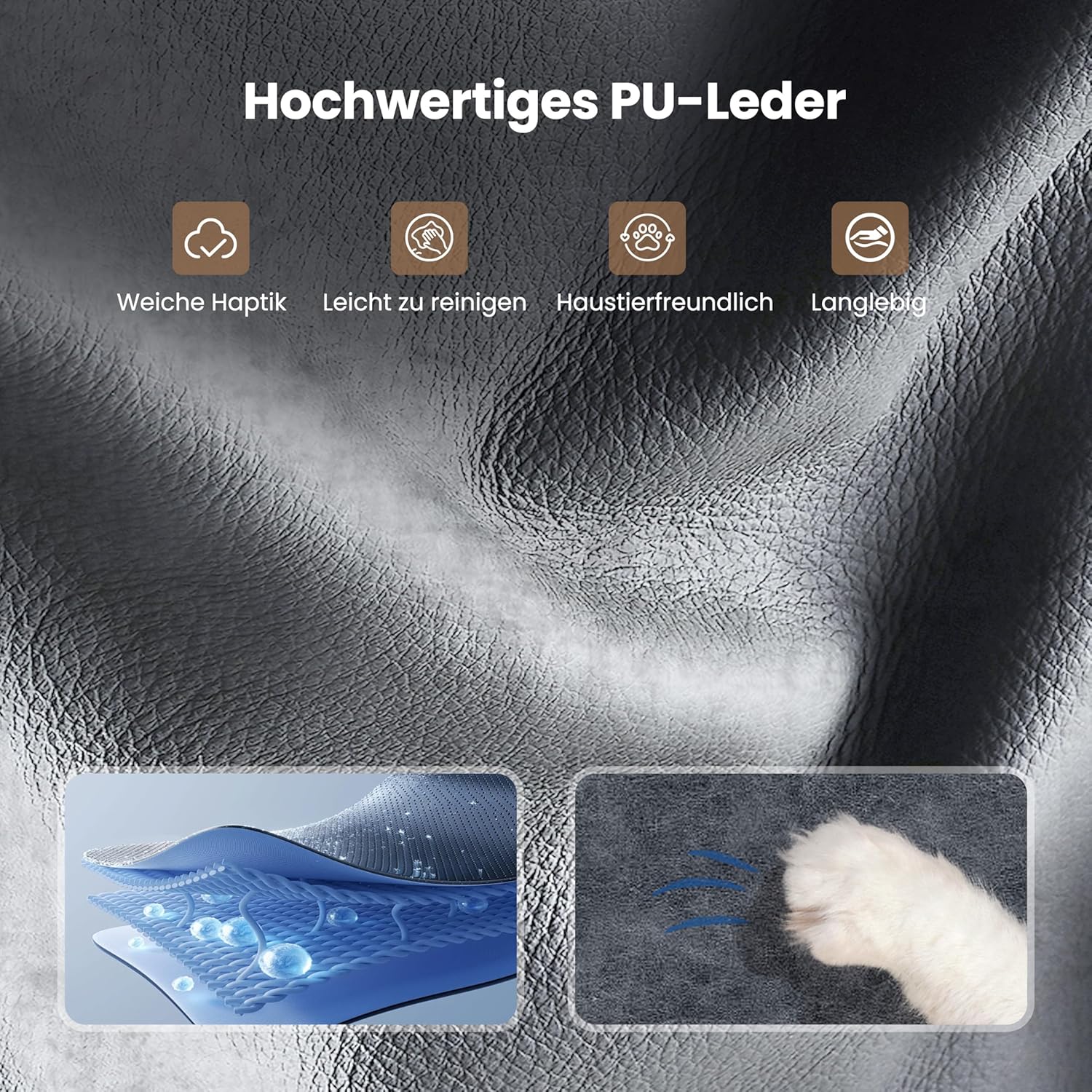 LP01 Bürostuhl Ergonomisch 82cm Schneidersitz Chefsessel Stoff mit Fußstütze