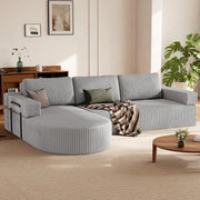 LHMSF11 Ecksofa mit Schlaffunktion Cord Schlafsofa L-Form mit Chaise Longue