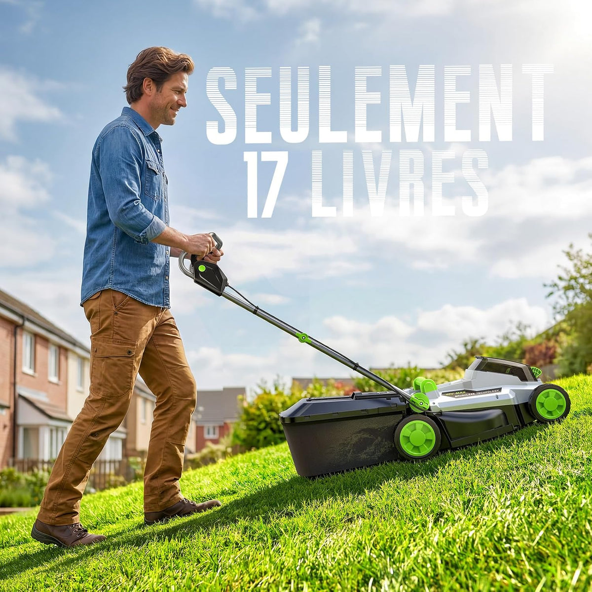 M13 Akku Rasenmäher mit Akku und Ladegerät, 40V Brushless Komplettset