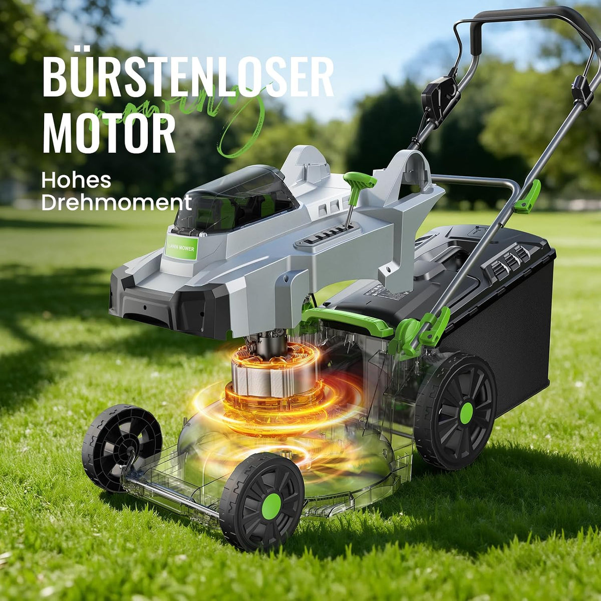 M17 Akku Rasenmäher mit Akku und Ladegerät, 43cm 40V Brushless Komplettset