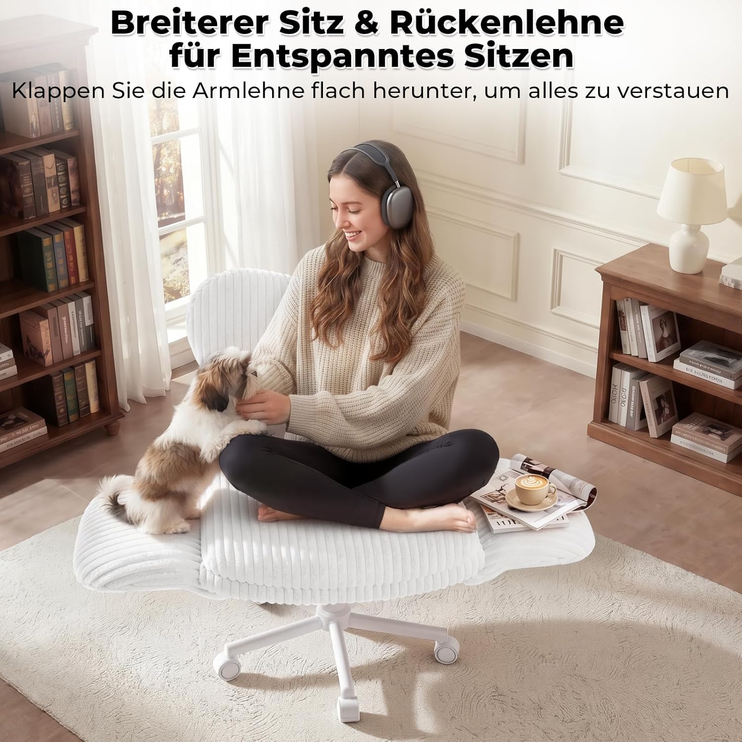 LBGYZ06 Schreibtischstuhl mit Tischplatte, Modulierbarer Schneidersitz Bürostuhl