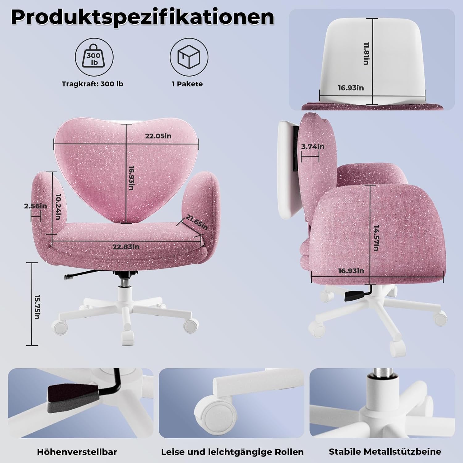 LBGYZ06 Schreibtischstuhl mit Tischplatte, Modulierbarer Schneidersitz Bürostuhl