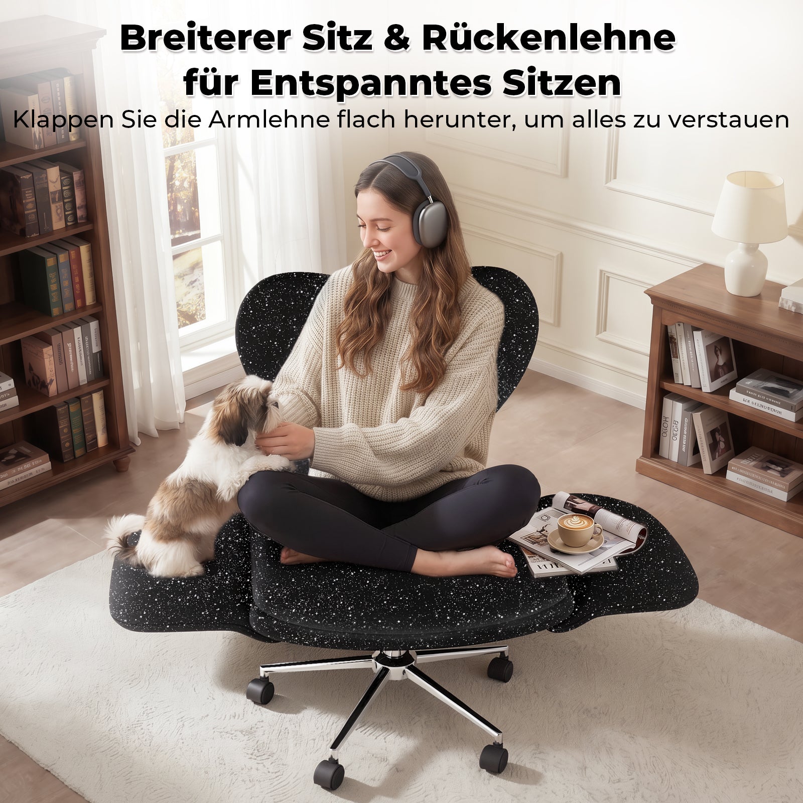 LBGYZ06 Schreibtischstuhl mit Tischplatte, Modulierbarer Schneidersitz Bürostuhl