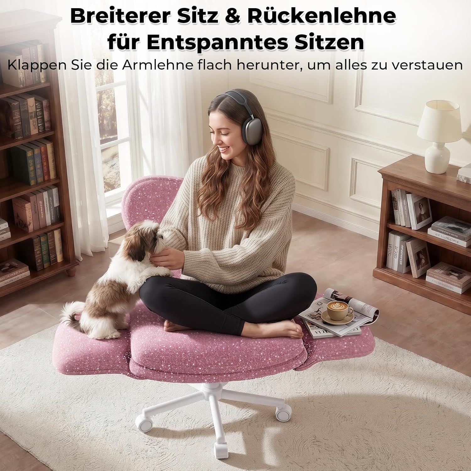 LBGYZ06 Schreibtischstuhl mit Tischplatte, Modulierbarer Schneidersitz Bürostuhl