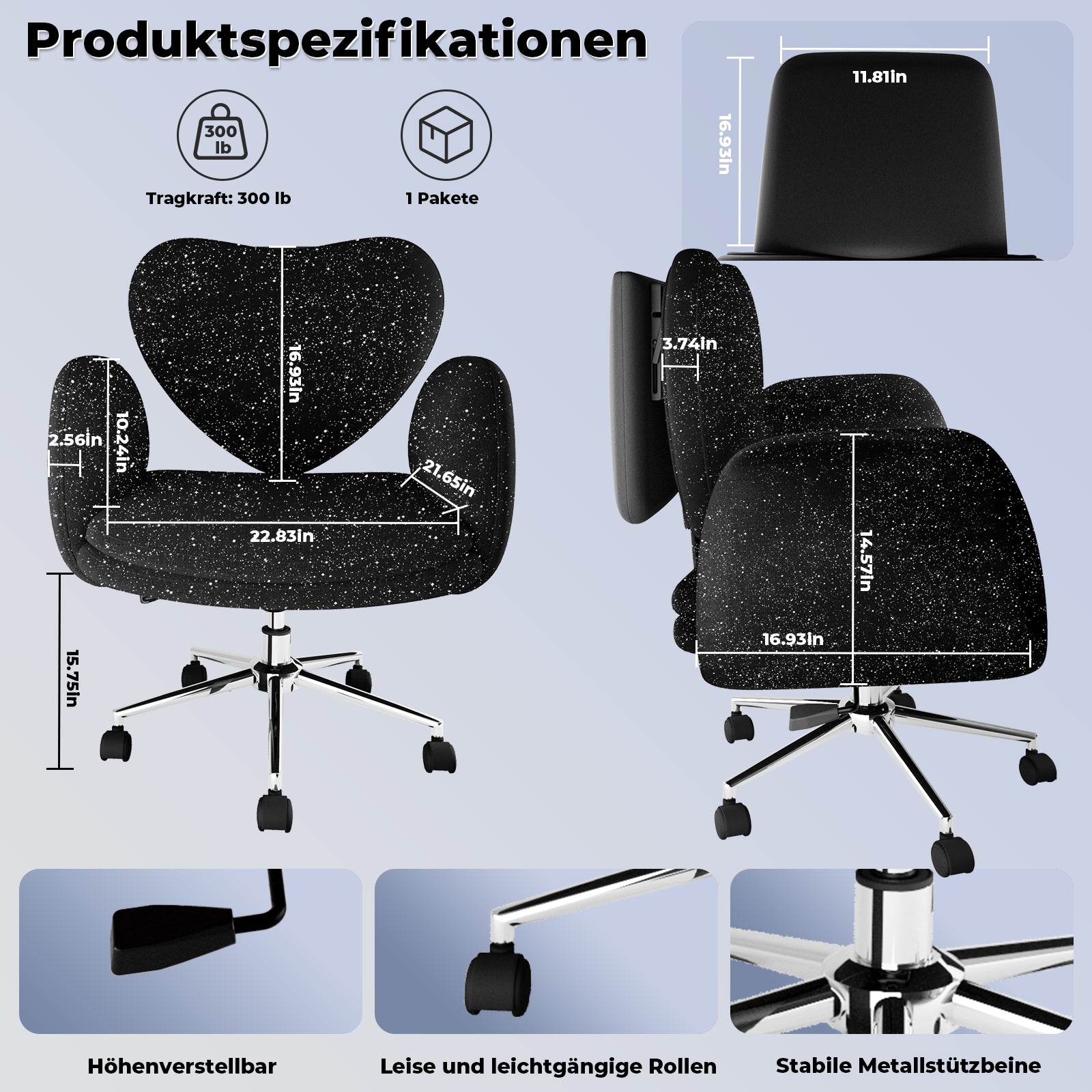 LBGYZ06 Schreibtischstuhl mit Tischplatte, Modulierbarer Schneidersitz Bürostuhl