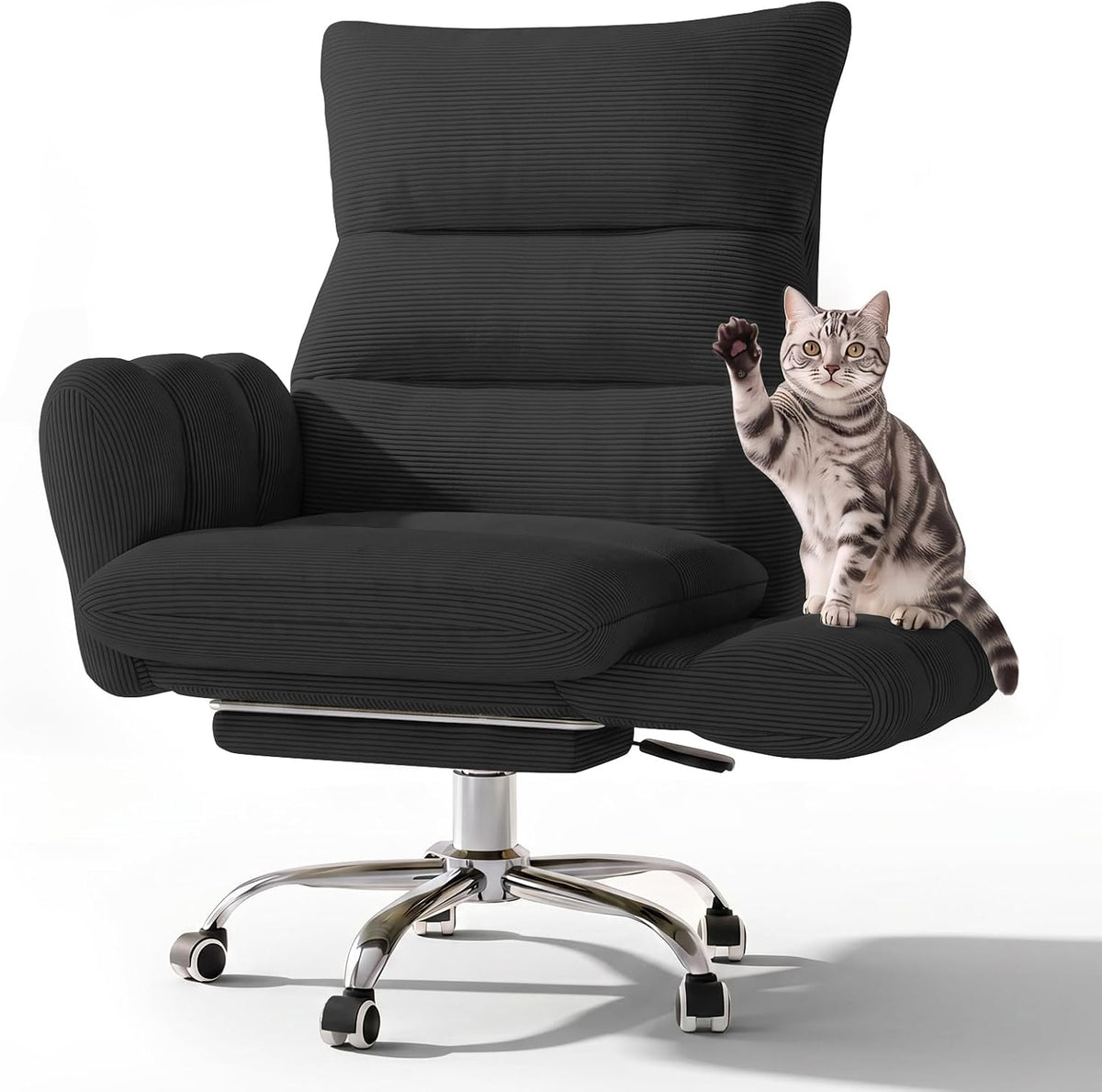 LBGYZ08 Bürostuhl Ergonomisch, Schneidersitz Stuhl mit Fußstütze Klappbare Armlehnen Schreibtischstuhl