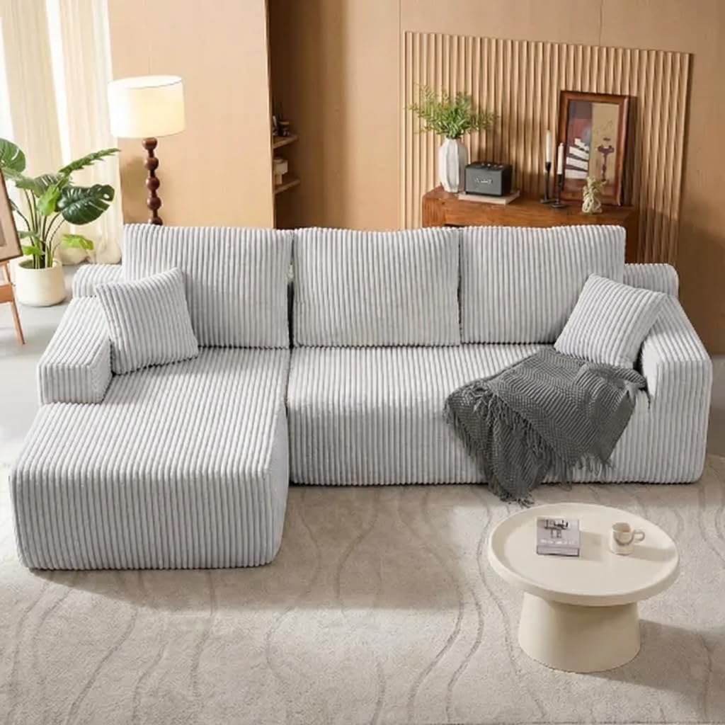 LHMSF01 Wohnlandschaft L Form 267cm tiefe Sitzfläche Cloud Sofa Cord Ecksofa