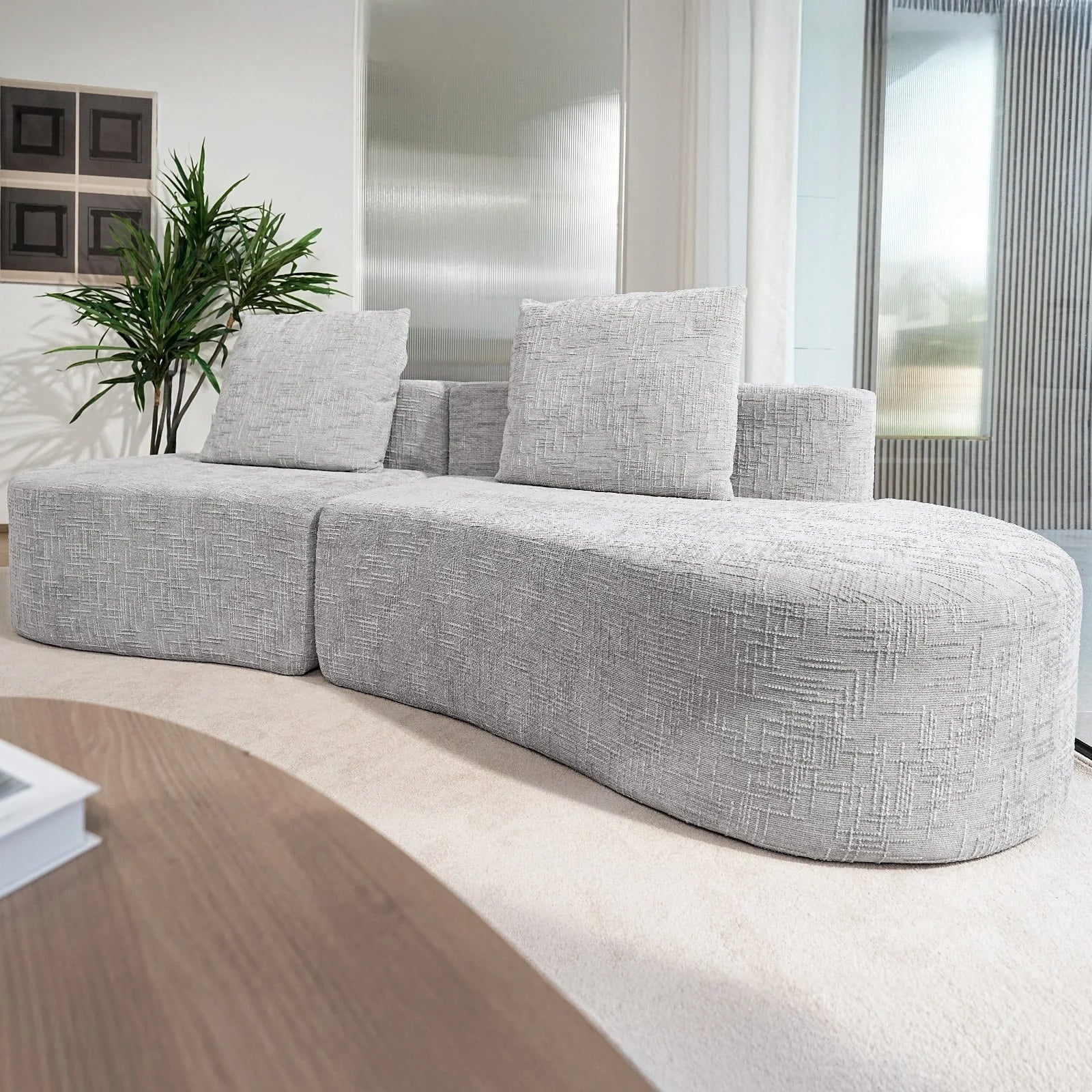 LHMSF03 Sofa extra tiefe Sitzfläche 250cm montagefrei Leinen modulares Megasofa