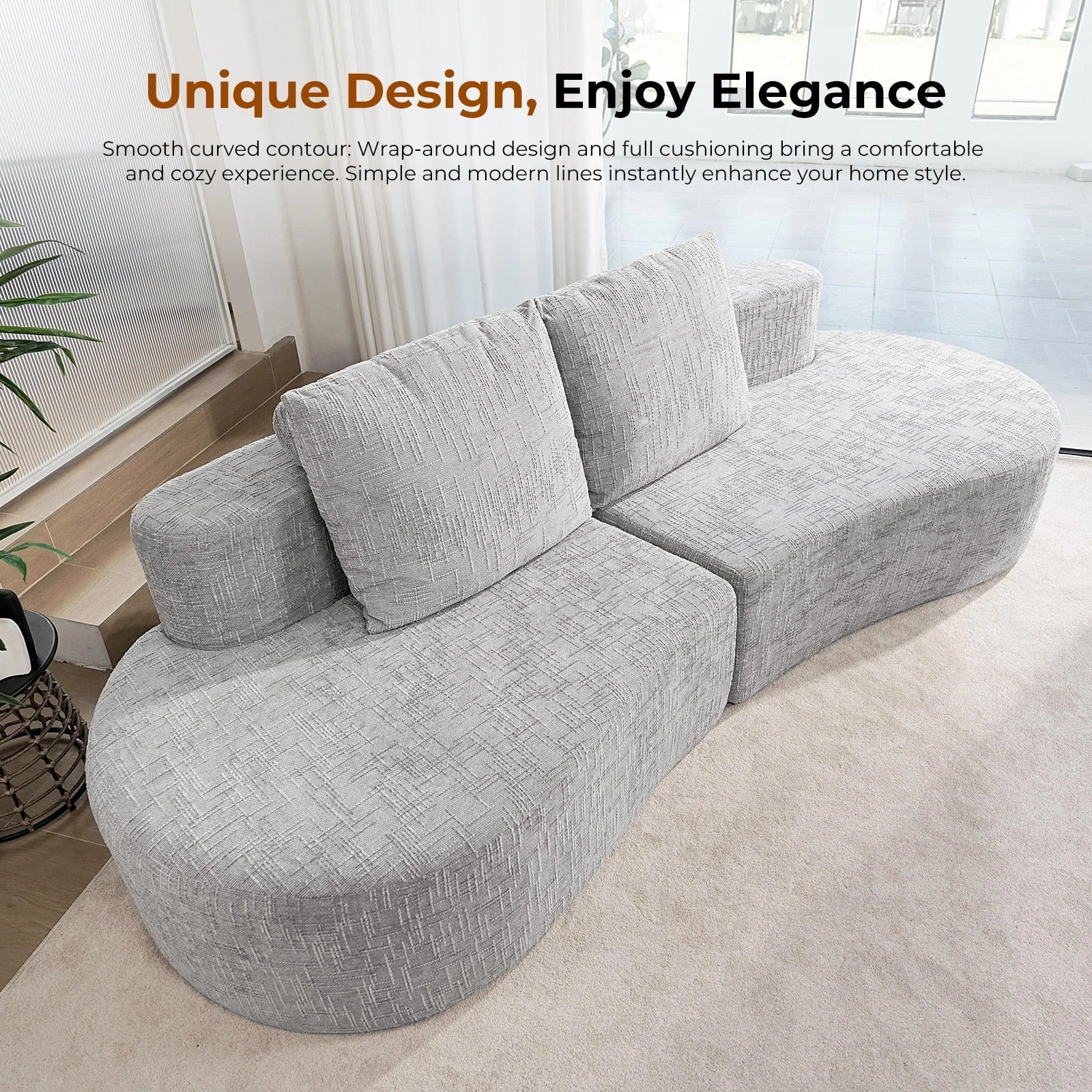 LHMSF03 Sofa extra tiefe Sitzfläche 250cm montagefrei Leinen modulares Megasofa