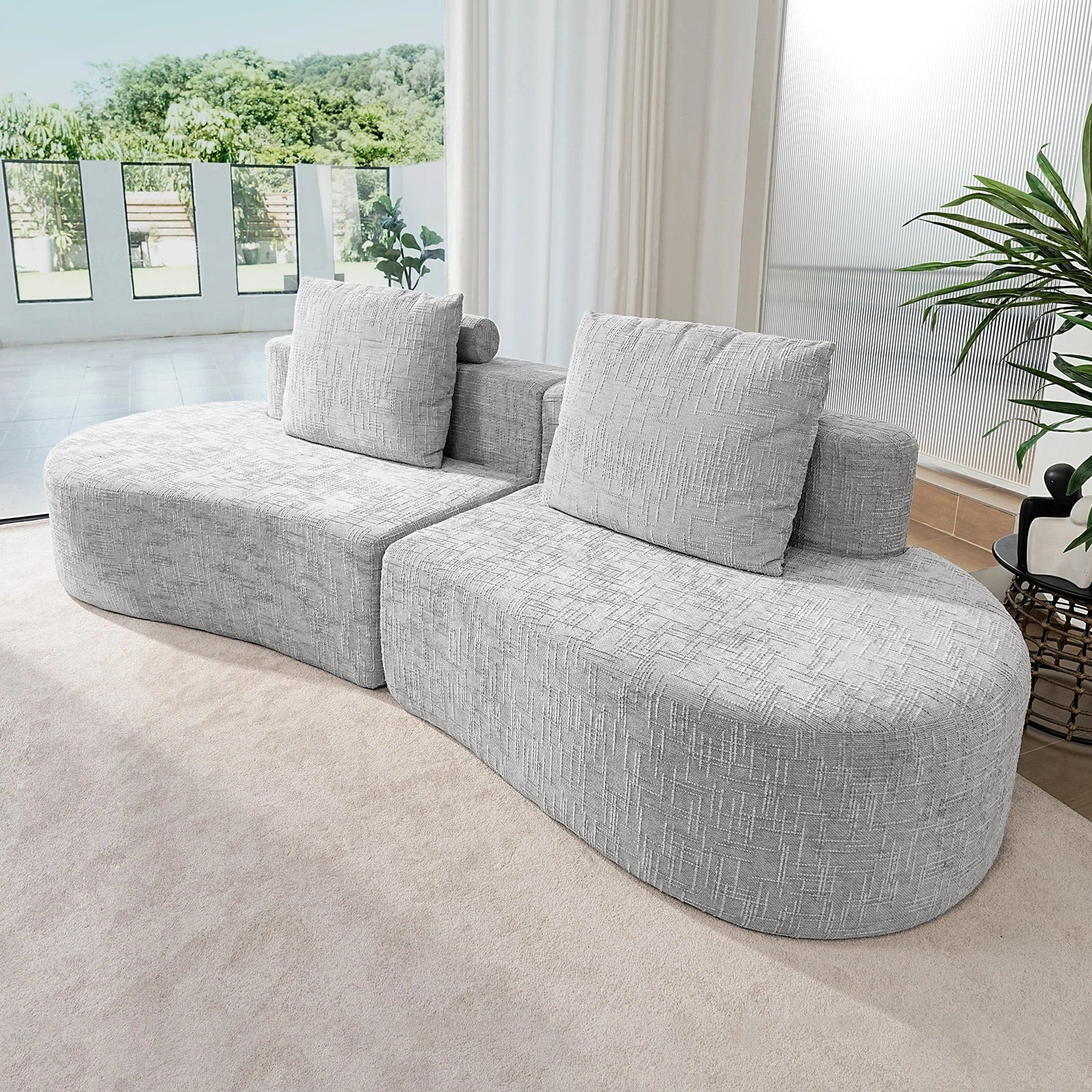LHMSF03 Sofa extra tiefe Sitzfläche 250cm montagefrei Leinen modulares Megasofa