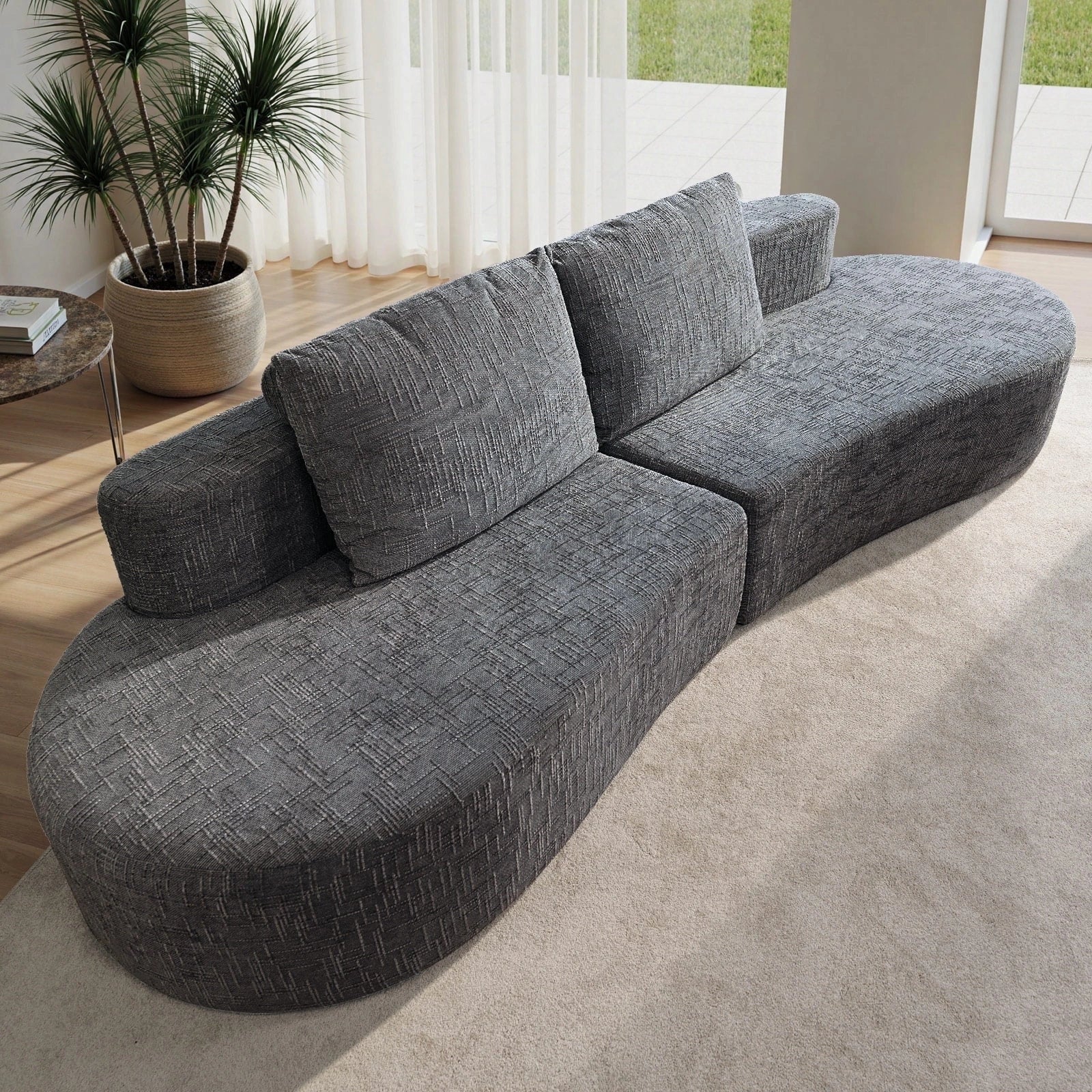 LHMSF03 Sofa extra tiefe Sitzfläche 250cm montagefrei Leinen modulares Megasofa