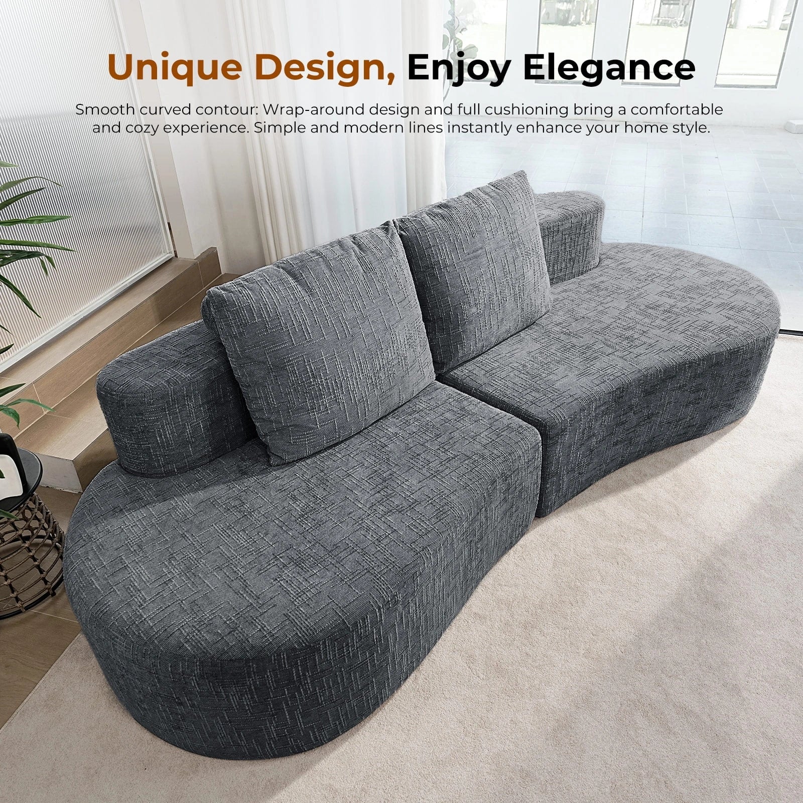LHMSF03 Sofa extra tiefe Sitzfläche 250cm montagefrei Leinen modulares Megasofa