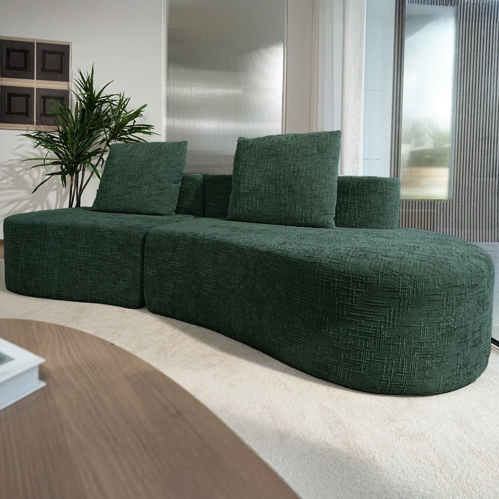 LHMSF03 Sofa extra tiefe Sitzfläche 250cm montagefrei Leinen modulares Megasofa