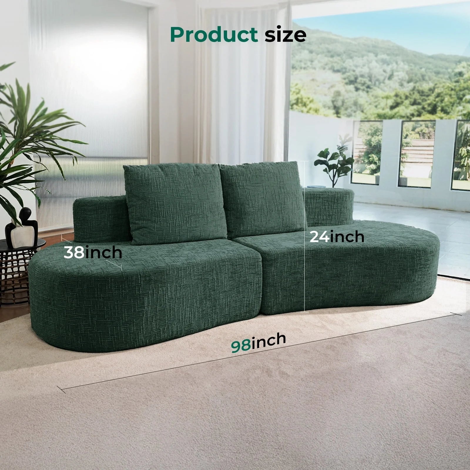 LHMSF03 Sofa extra tiefe Sitzfläche 250cm montagefrei Leinen modulares Megasofa