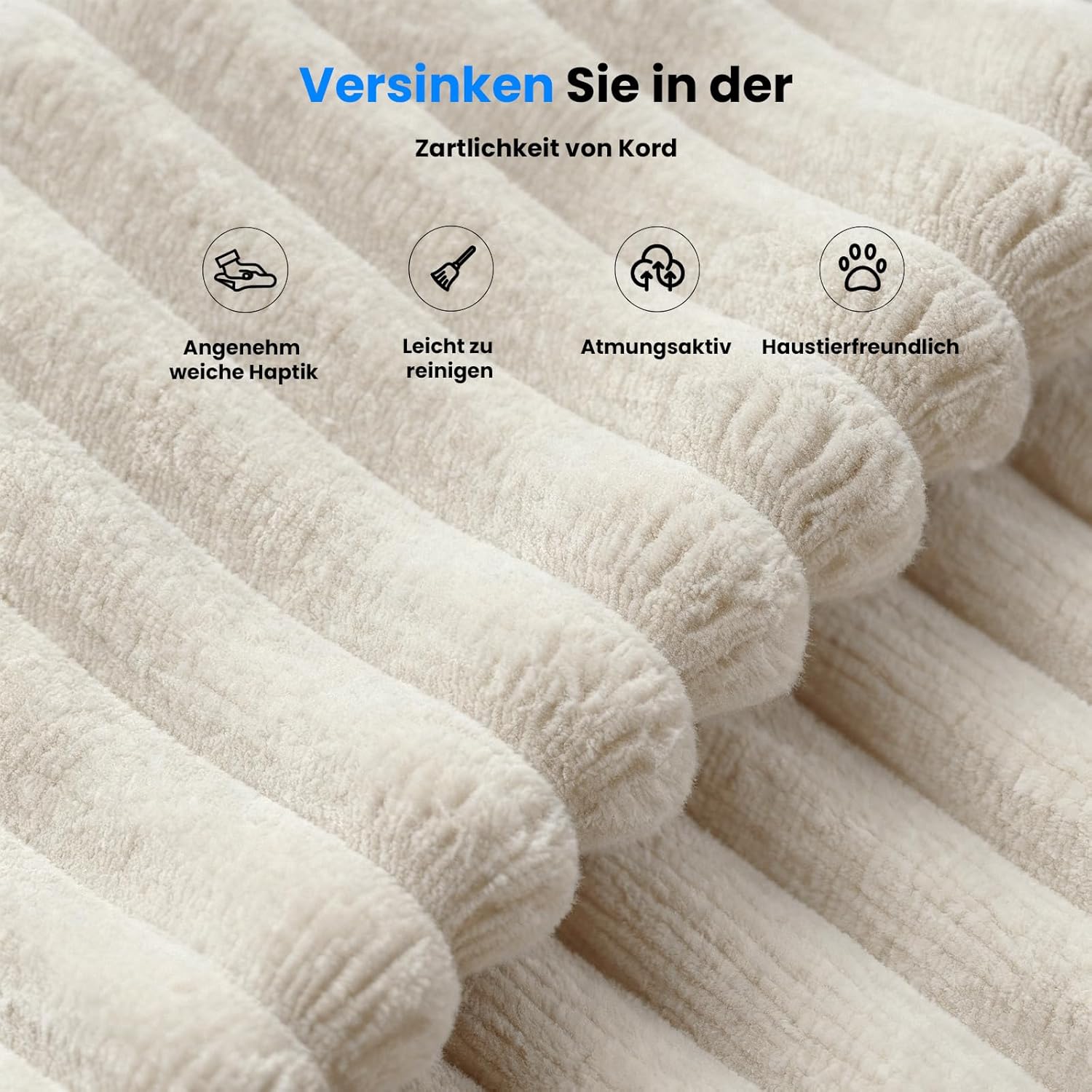LHMSF08 Wohnlandschaft L Form 270cm hohe Rückenlehne Cord Ecksofa Schlafsofa