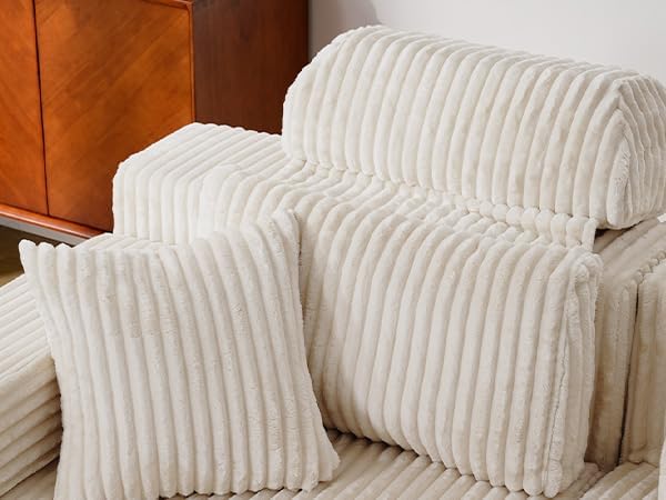 LH09 Wohnlandschaft mit Schlaffunktion U Form 358cm montagefrei hohe Rückenlehne Cord