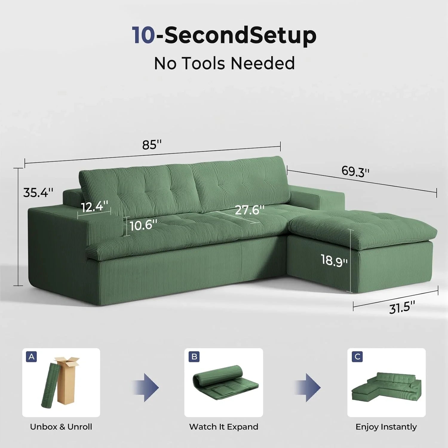 LHMSF13 Ecksofa L Form 215x175 tiefe Sitzfläche Cloud Sofa modulares Couch