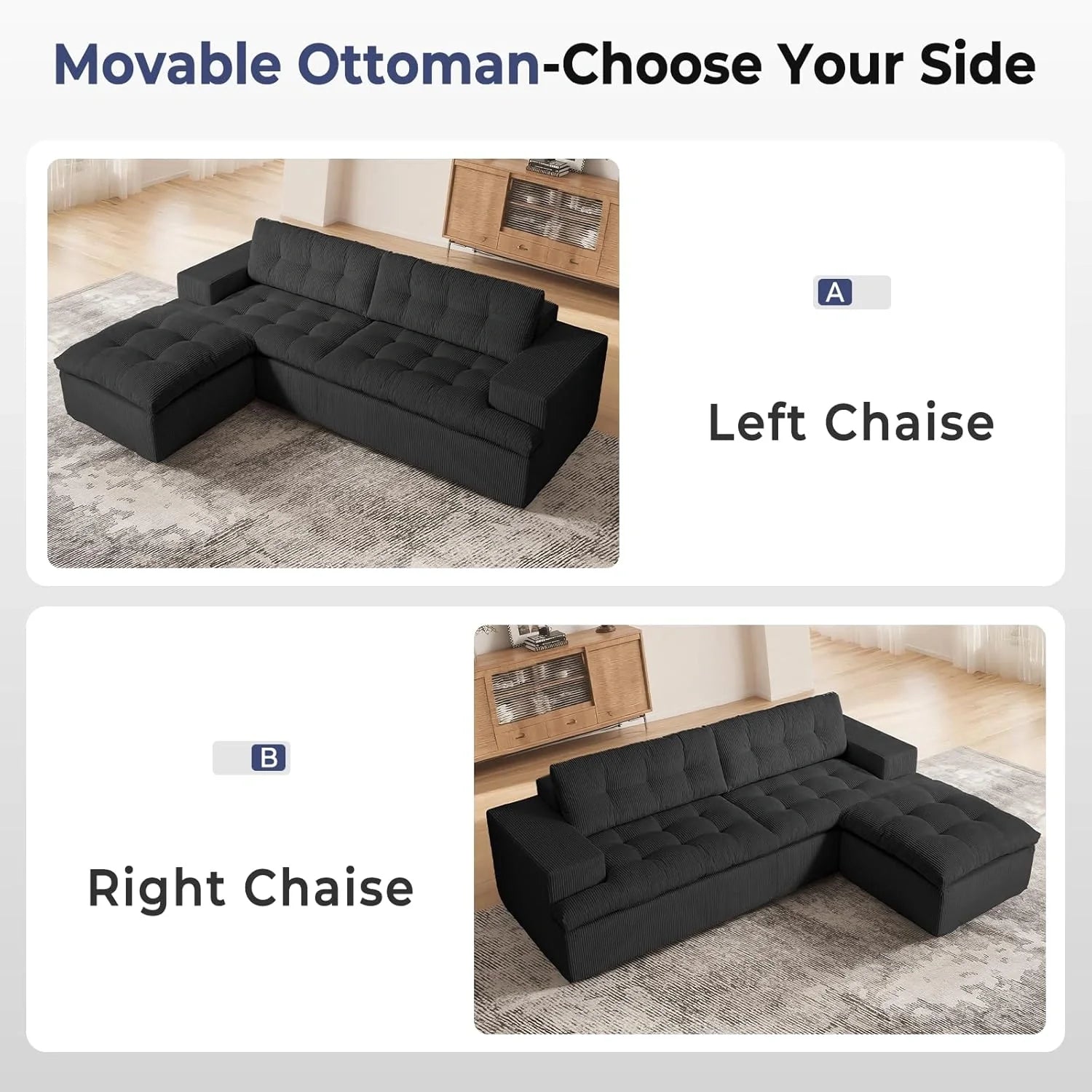 LHMSF13 Ecksofa L Form 215x175 tiefe Sitzfläche Cloud Sofa modulares Couch