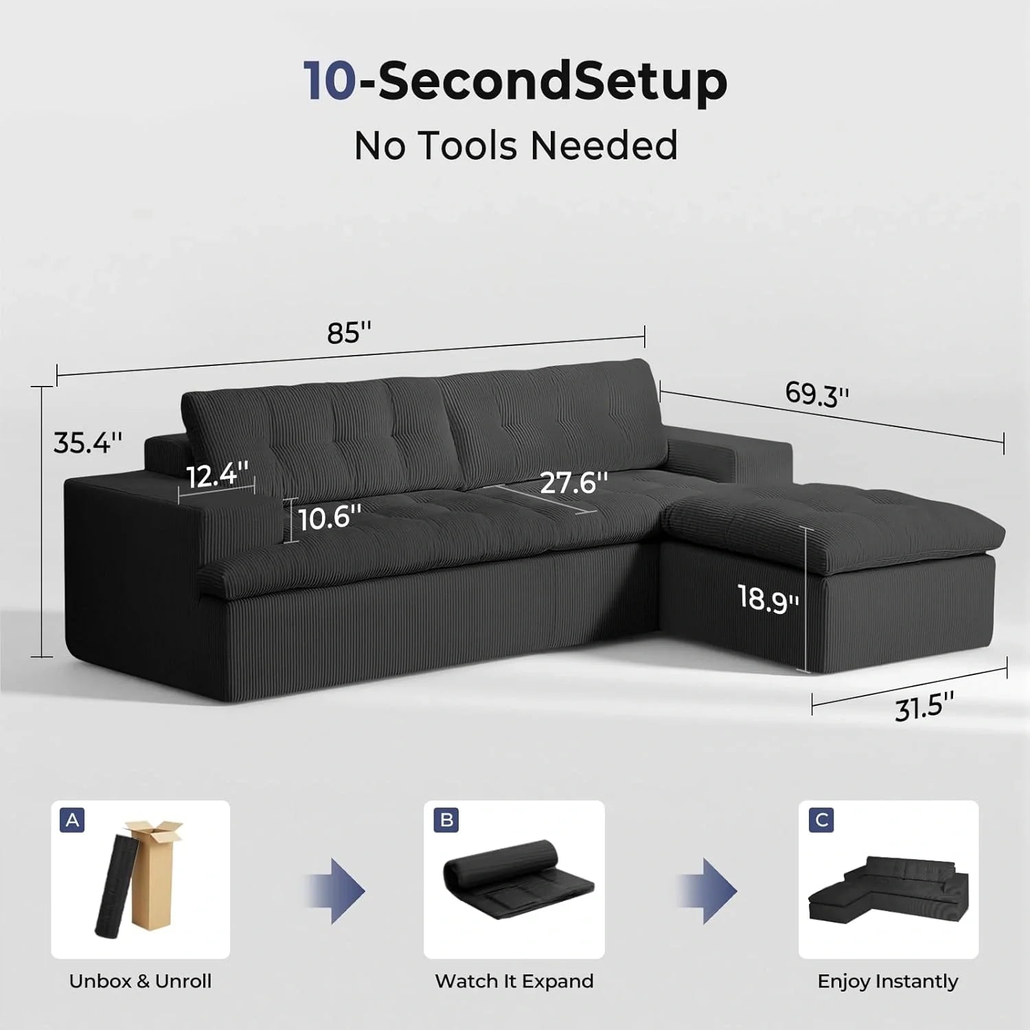 LHMSF13 Ecksofa L Form 215x175 tiefe Sitzfläche Cloud Sofa modulares Couch