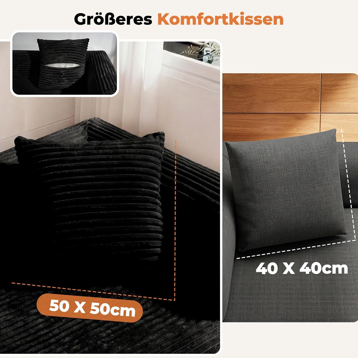 LHMSF14 Schlafsofa mit Schlaffunktion 200cm Bodensofa hohe Rückenlehne Kopfstütze Cord