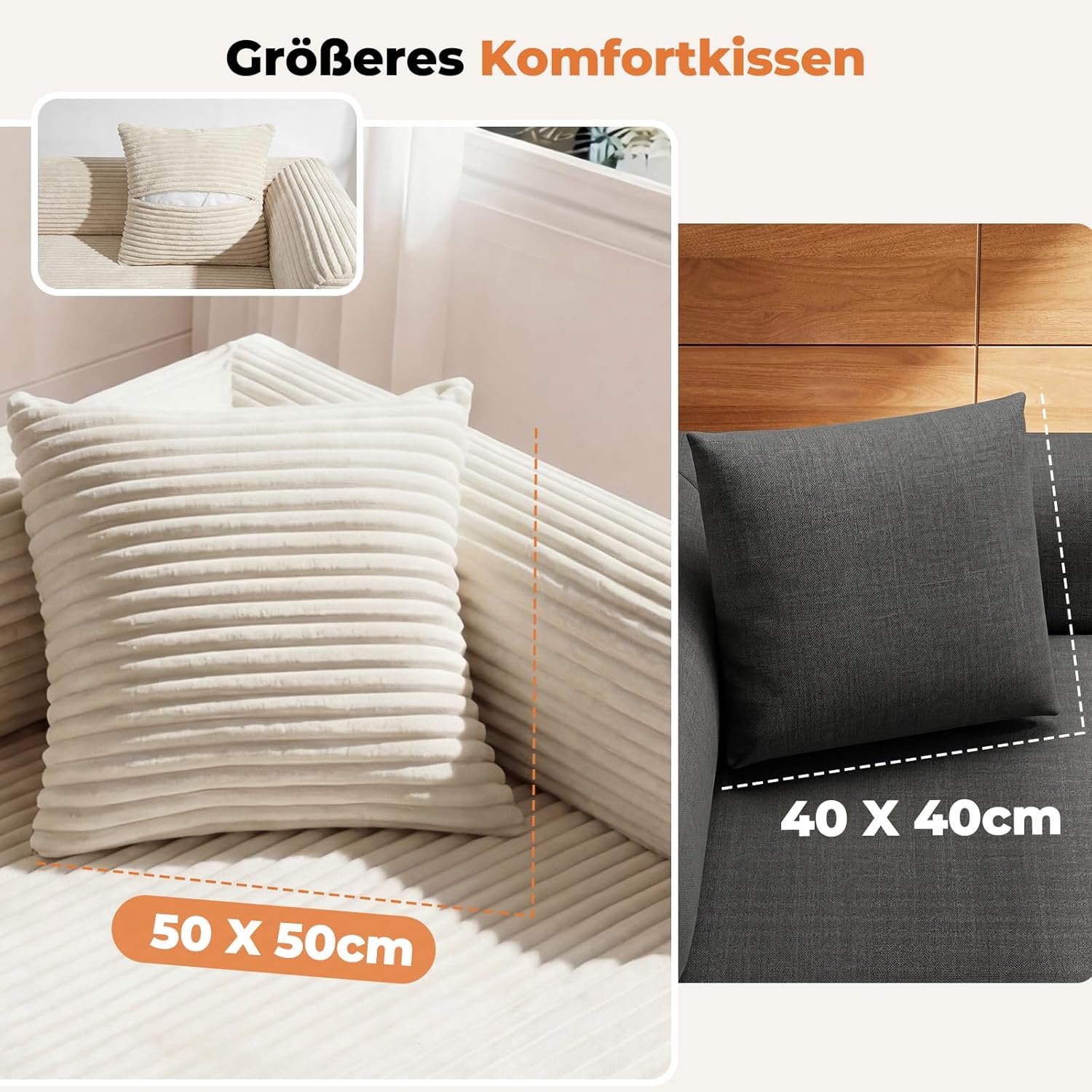 LHMSF14 Schlafsofa mit Schlaffunktion 200cm Bodensofa hohe Rückenlehne Kopfstütze Cord