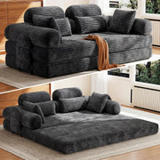 LHMSF14 Schlafsofa mit Schlaffunktion 200cm Bodensofa hohe Rückenlehne Kopfstütze Cord