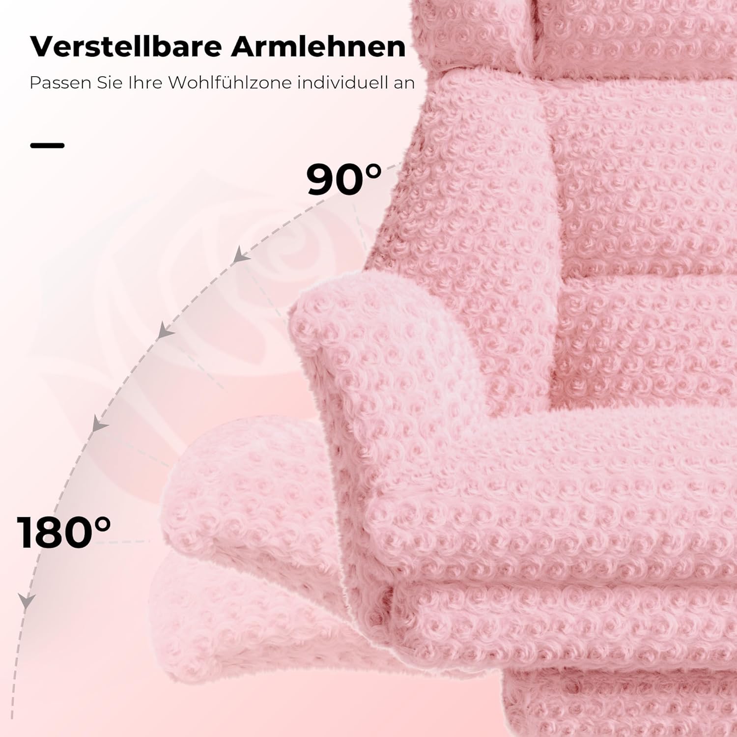 LPTYZ01 Rosa Samt Bürostuhl Extra Breit Schneidersitz Gaming Stuhl mit Fussstütze