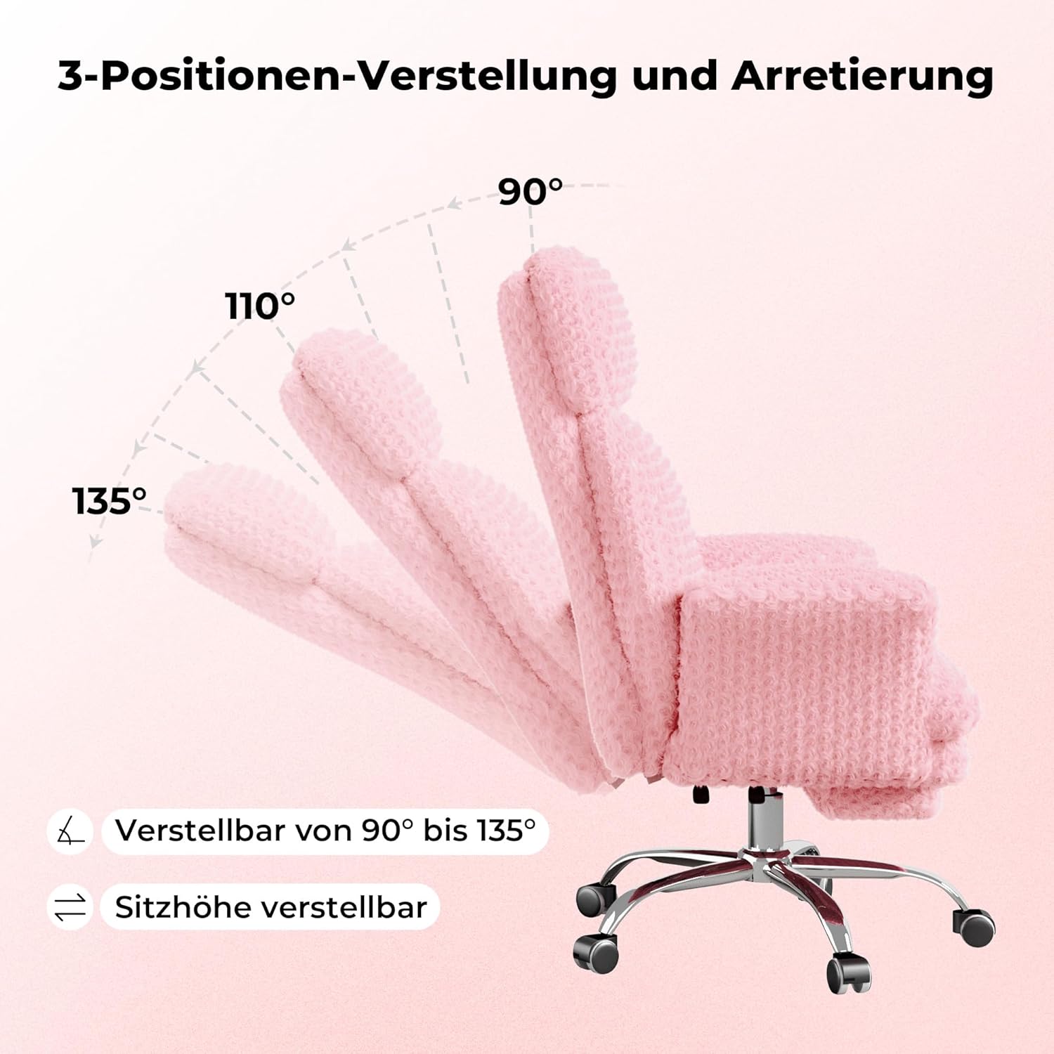 LPTYZ01 Rosa Samt Bürostuhl Extra Breit Schneidersitz Gaming Stuhl mit Fussstütze