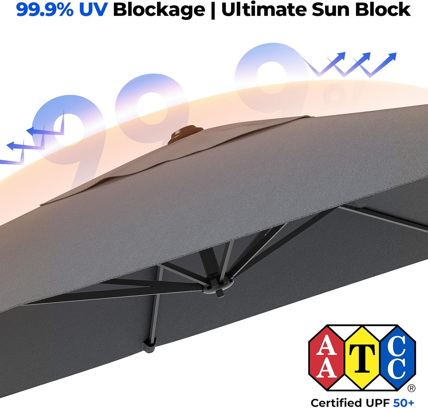 MB01 Ampelschirm 3x3m 360° drehbar windfest mit Sockel Sonnenschirm quadratisch