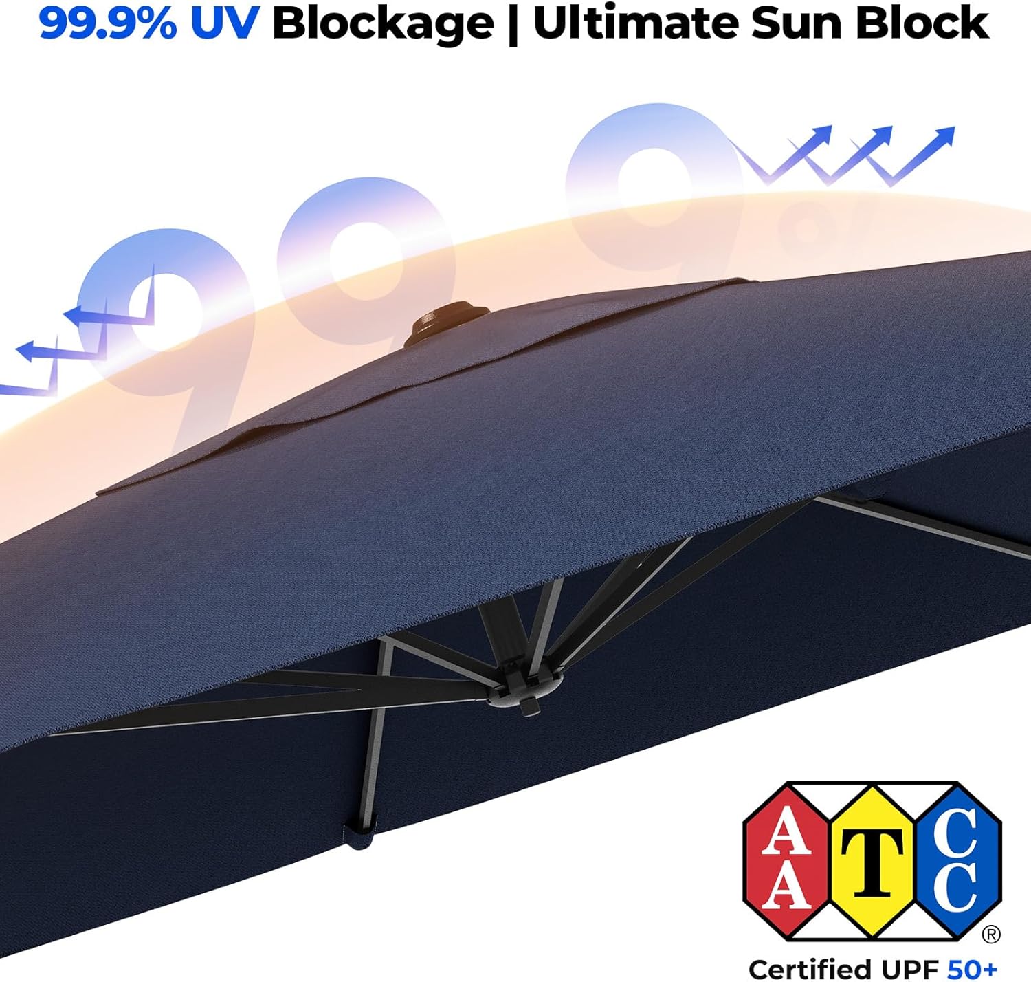 MB01 Ampelschirm 3x3m 360° drehbar windfest mit Sockel Sonnenschirm quadratisch