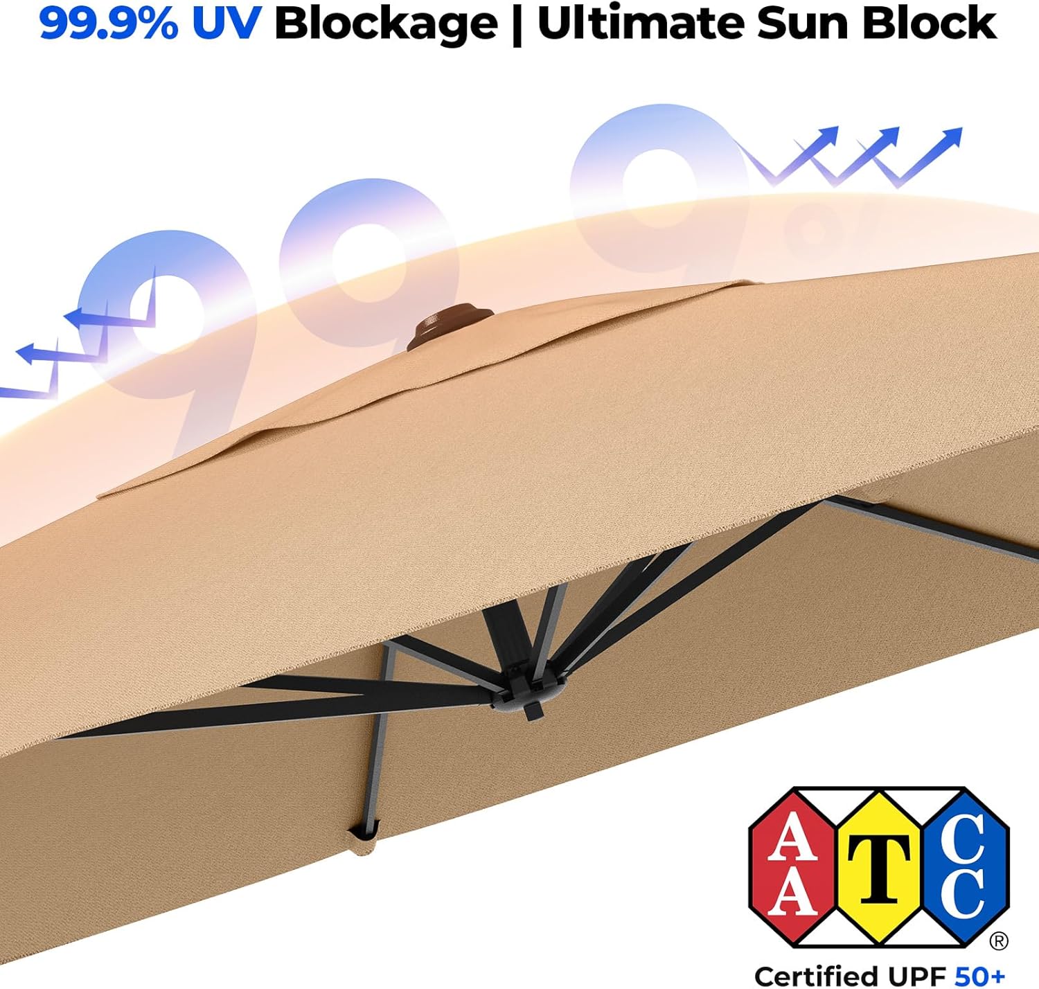 MB01 Ampelschirm 3x3m 360° drehbar windfest mit Sockel Sonnenschirm quadratisch