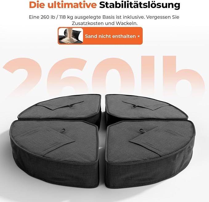 HY31MBE Ampelschirm 3x3m 360° drehbar mit Kurbel windfest mit Ständer Sonnenschirm