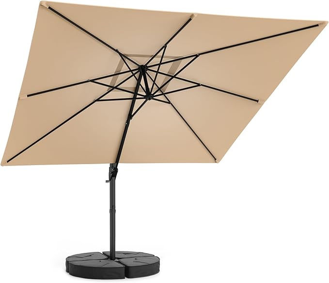 HY31MBE Ampelschirm 3x3m 360° drehbar mit Kurbel windfest mit Ständer Sonnenschirm