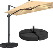 HY31MLSBE Ampelschirm 3x3m Aluminium 360° drehbar mit solar led & Kreuzsockel Gartenschirm Sonnenschirm