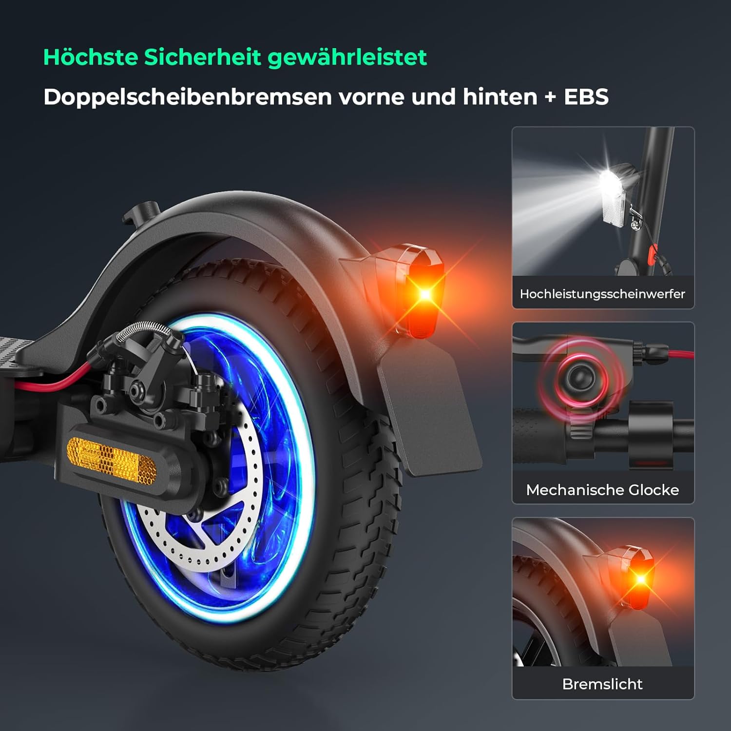 E9Pro E Scooter mit Straßenzulassung (ABE), 350W Elektroroller, bis 30 km Reichweite, 20 km/h, 8,5 Zoll Wabenreifen