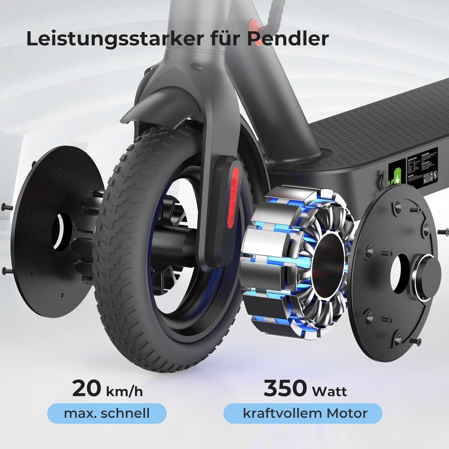 E9 E-Scooter mit Straßenzulassung (ABE), 350W Elektroroller, bis 30 km Reichweite, 20 km/h