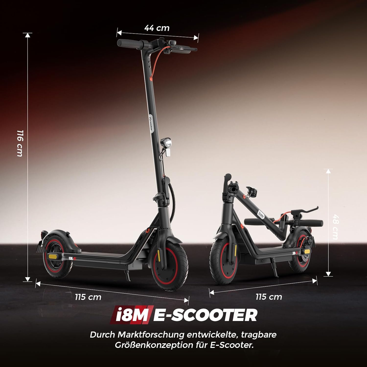 i8M Elektroroller, 15 Meilen Reichweite, 19 mph Höchstgeschwindigkeit