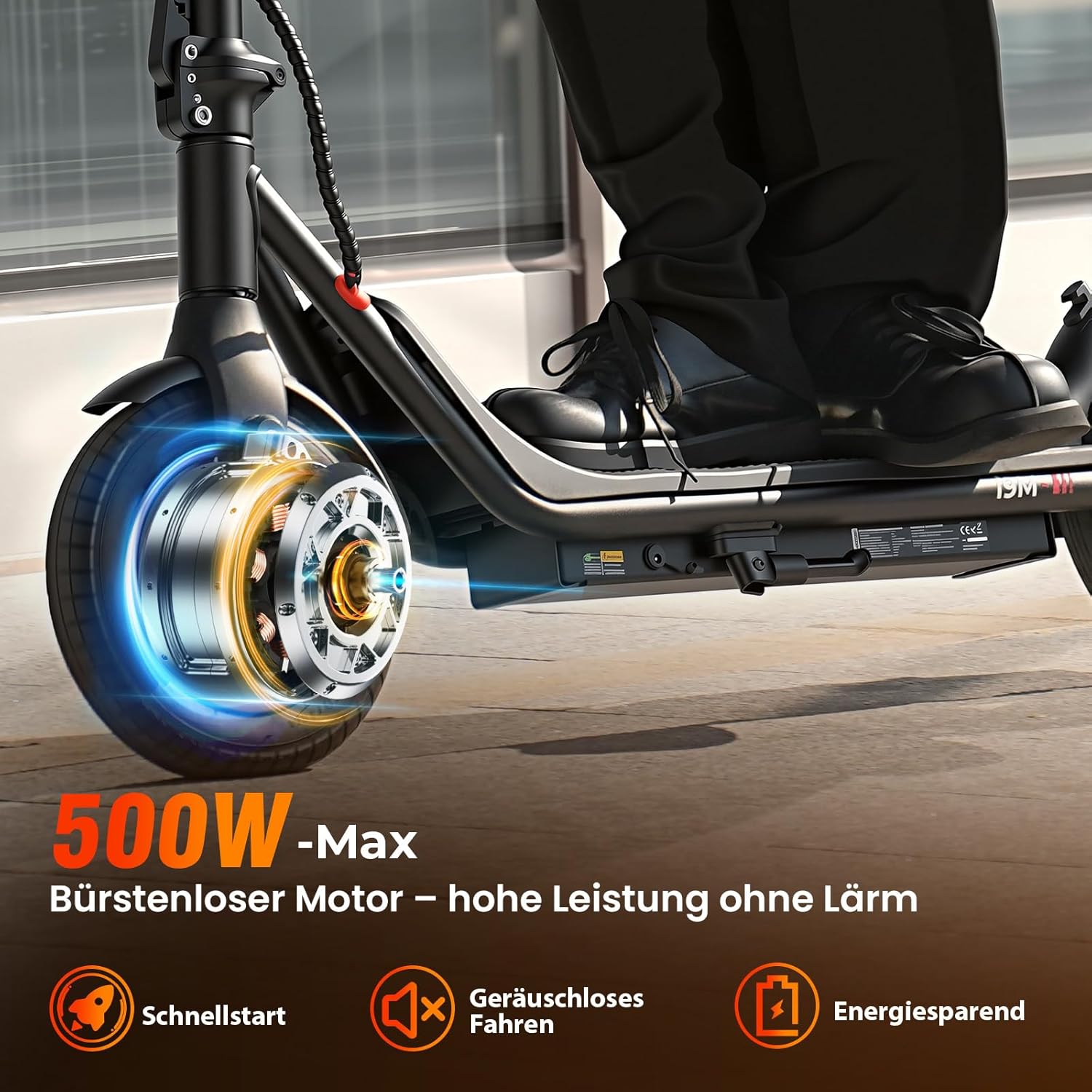 i9M E Scooter mit Straßenzulassung, 30KM Reichweite, 500W Motor, 10 Zoll Luftreifen