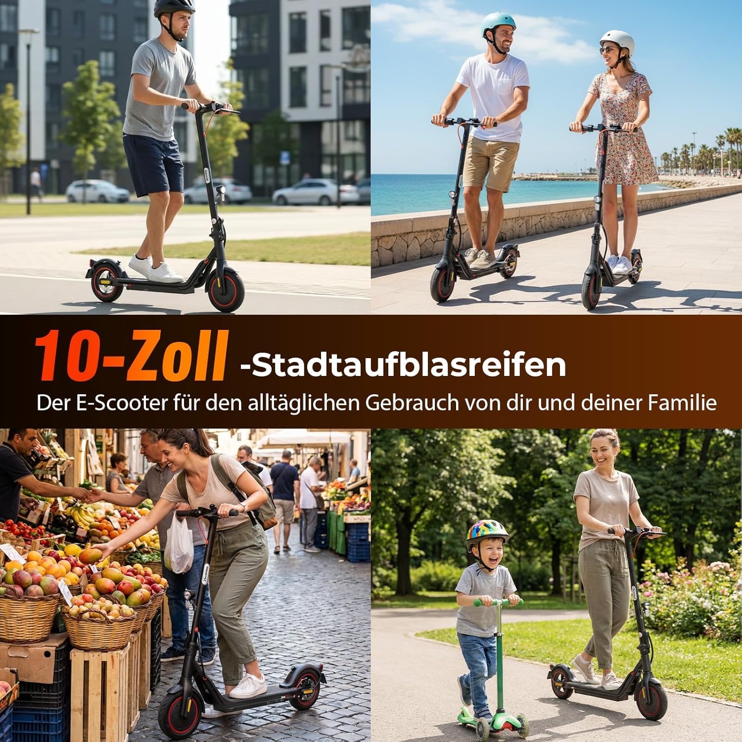i9M E Scooter mit Straßenzulassung, 30KM Reichweite, 500W Motor, 10 Zoll Luftreifen