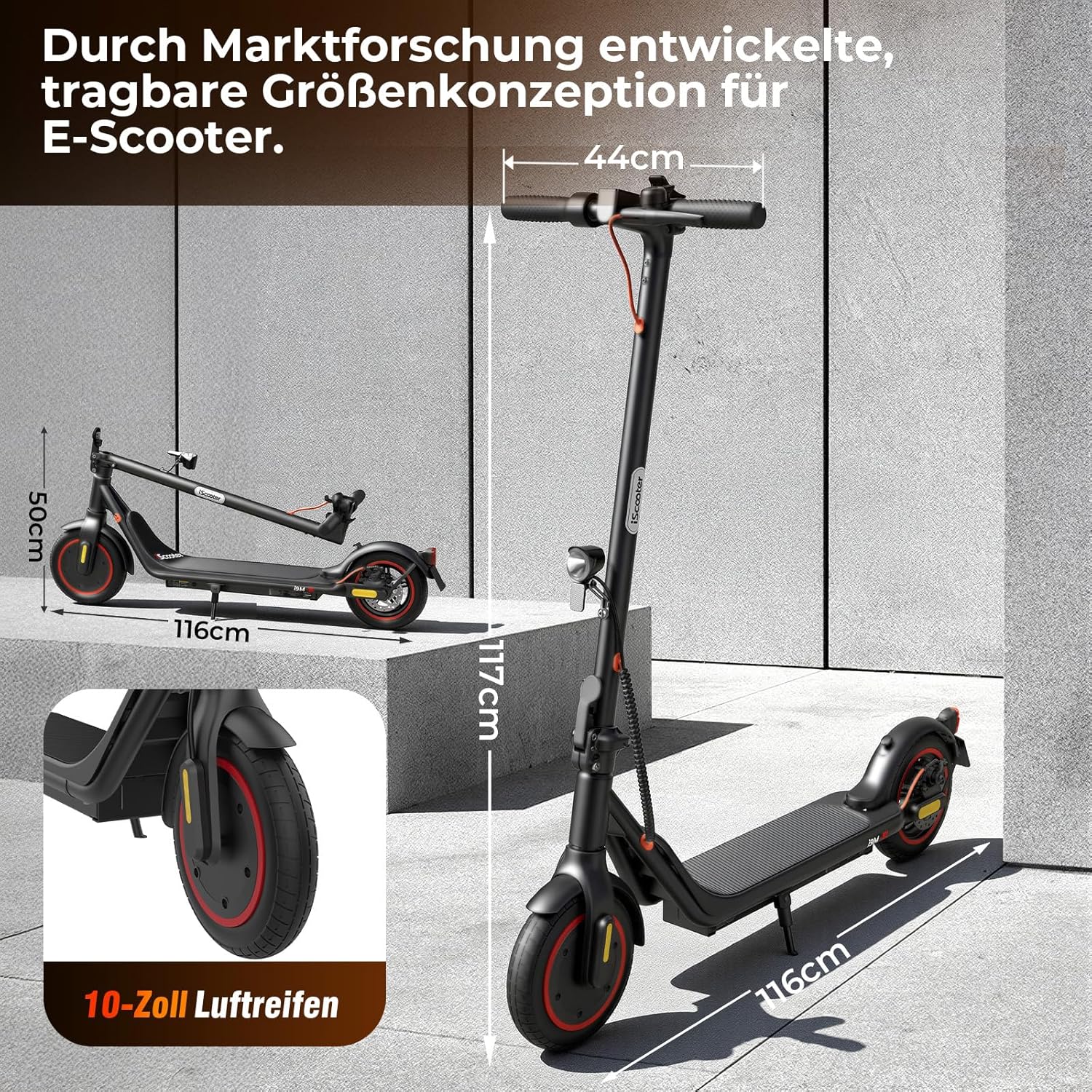 i9M E Scooter mit Straßenzulassung, 30KM Reichweite, 500W Motor, 10 Zoll Luftreifen