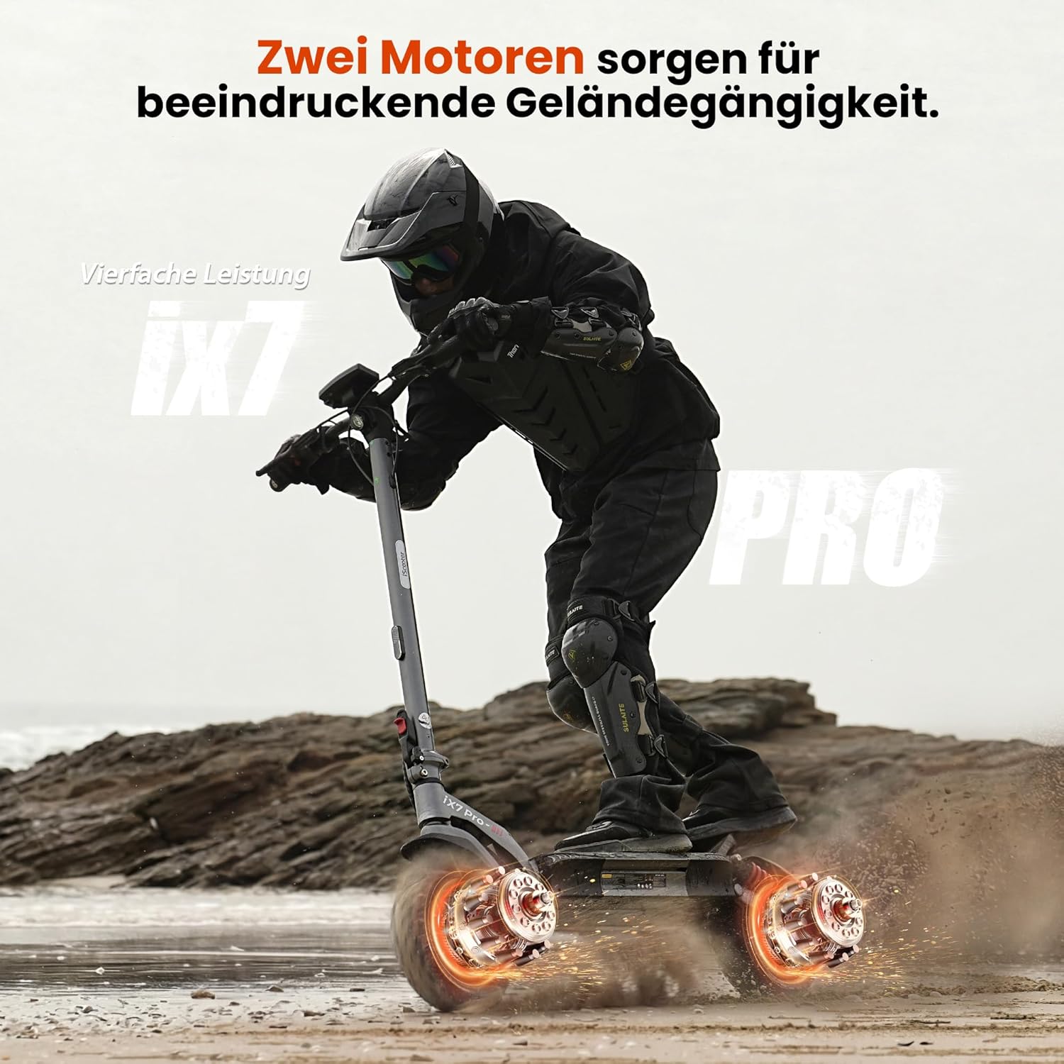 iX7Pro Doppelmotor E Scooter mit Straßenzulassung, 80KM Reichweite, 48V 15Ah Akku